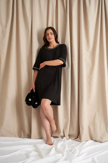  Bamboo Classic Tee Dress in Black Pretty You London