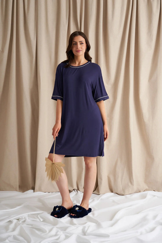 Bamboo Classic Tee Dress in Midnight Pretty You London