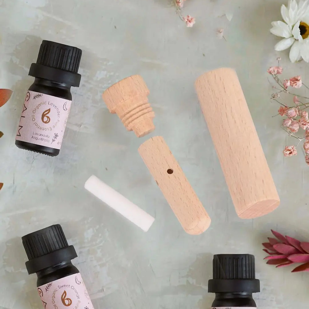 Bamboo Inhaler and Anxiety Support Essential Oil Set bcalm