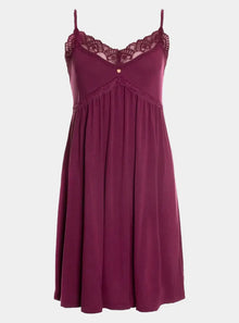  Bamboo Lace Chemise Nightdress in Bordeaux Pretty You London