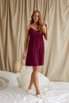 Bamboo Lace Chemise Nightdress in Bordeaux Pretty You London