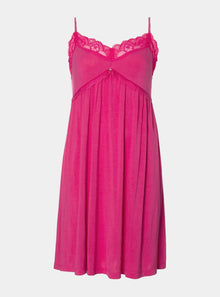  Bamboo Lace Chemise Nightdress in Raspberry Pretty You London