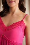 Bamboo Lace Chemise Nightdress in Raspberry Pretty You London