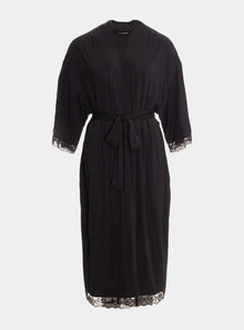  Bamboo Lace Kimono Robe in Raven Pretty You London