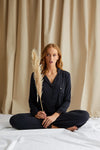 Bamboo Lace Pyjama Set in Raven Pretty You London