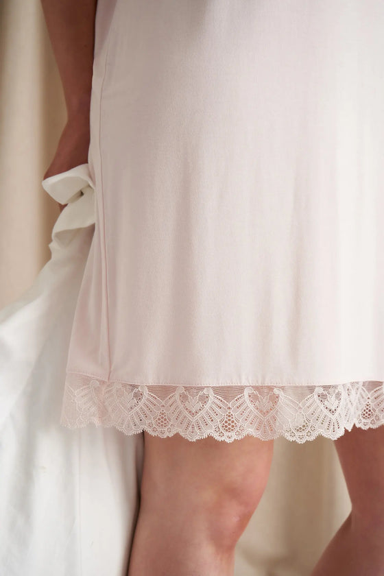 Bamboo Lace Tee Dress in Powder Puff Pretty You London