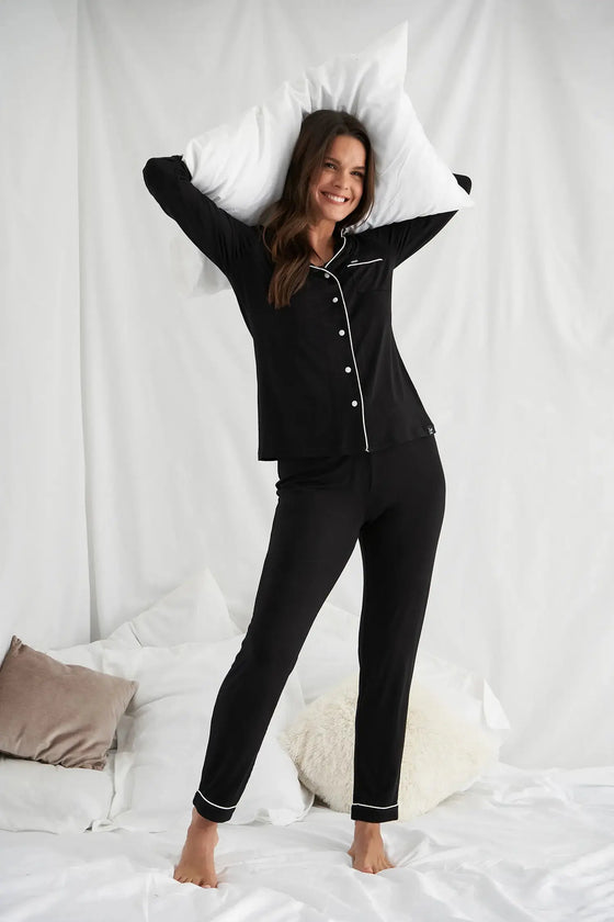 Bamboo Pyjama Set in Black Pretty You London