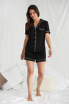 Bamboo Shirt Short Set in Black Pretty You London