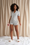 Bamboo Shirt Short Set in Grey Marl Pretty You London