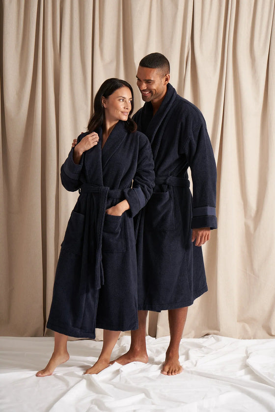 Bamboo Towelling Robe in Midnight Pretty You London