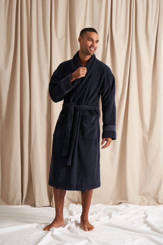 Bamboo Towelling Robe in Midnight Pretty You London