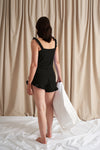 Black Bamboo Frill Cami Short Pyjama Set