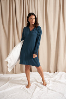  Teal Bamboo Lace Nightdress