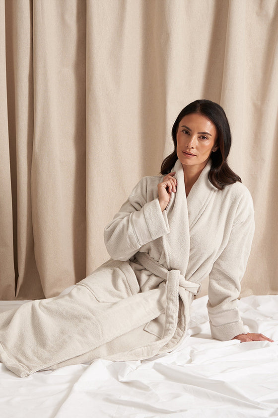 Bamboo Towelling Robe in Light Grey