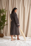 Bamboo Towelling Robe in Smoke Grey