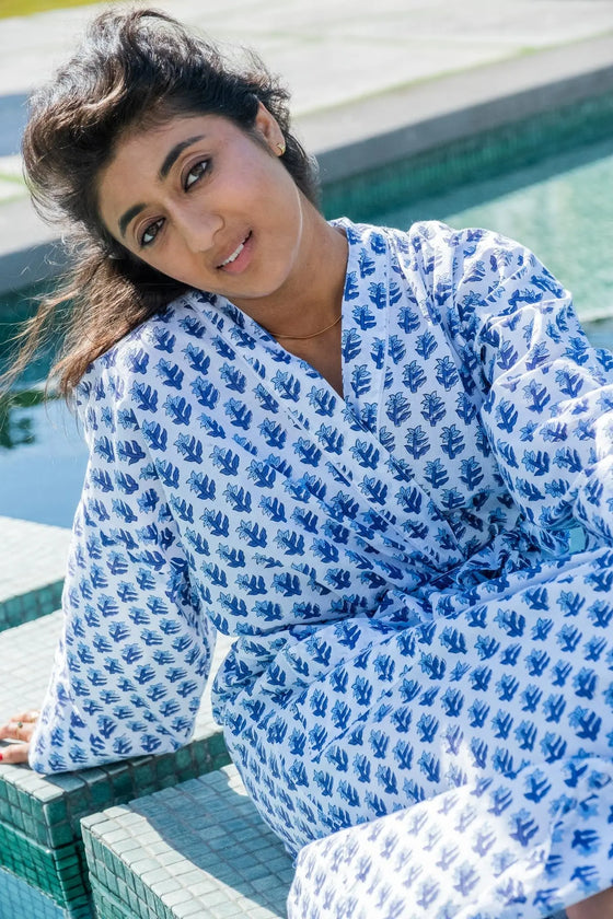 Bandana Hand Block Printed Cotton Robe Naree Clothing