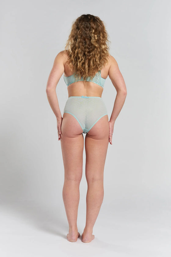 Banksia Recycled-Tulle High-Rise Briefs - Fjordland Green Peachaus