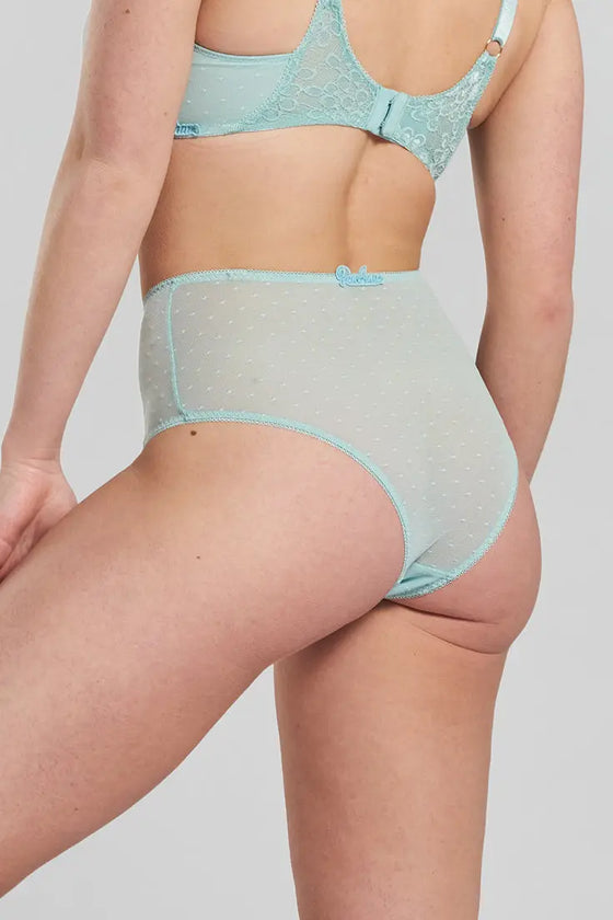 Banksia Recycled-Tulle High-Rise Briefs - Fjordland Green Peachaus