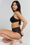 Banksia Recycled-Tulle High-Rise Briefs - Volcanic Black Peachaus