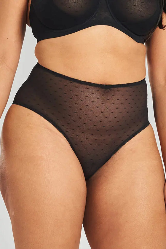 Banksia Recycled-Tulle High-Rise Briefs - Volcanic Black Peachaus