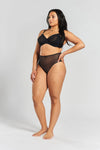 Banksia Recycled-Tulle High-Rise Briefs - Volcanic Black Peachaus