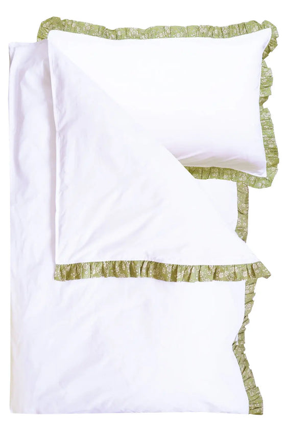 Bedding in White Made With Liberty Fabric CAPEL PISTACHIO Coco & Wolf