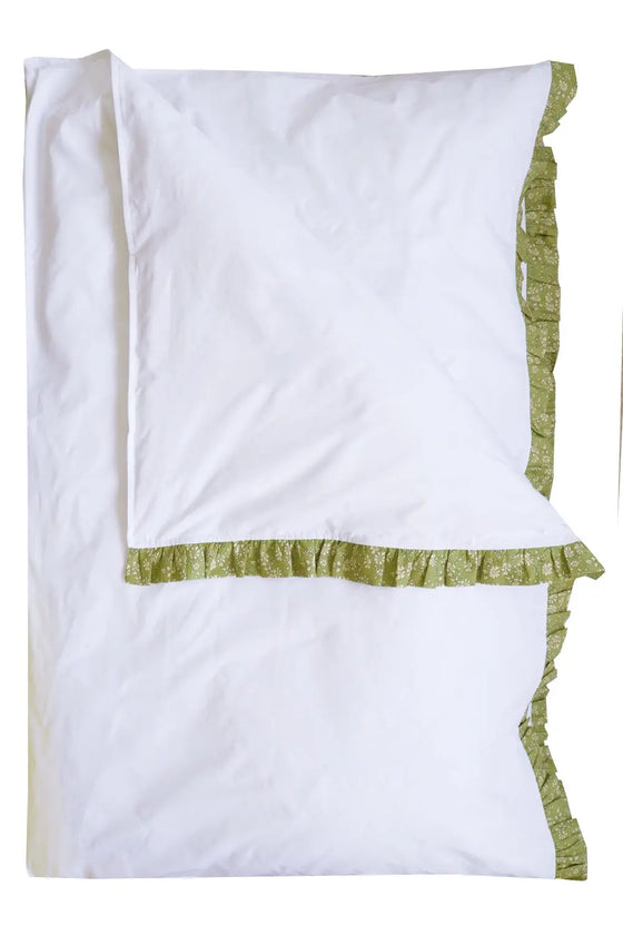 Bedding in White Made With Liberty Fabric CAPEL PISTACHIO Coco & Wolf