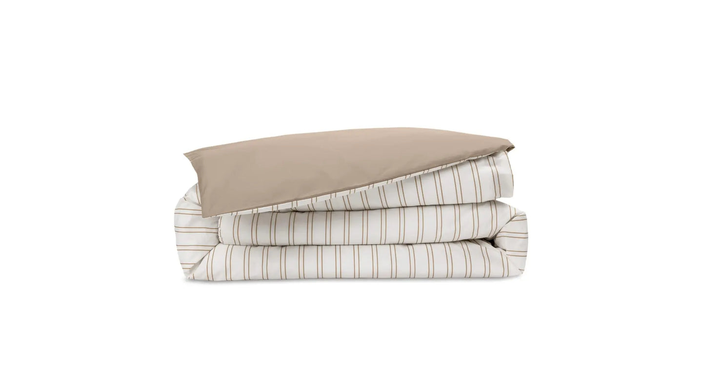 Beige Straps & Beige Percale 200TC Duvet Cover Emma