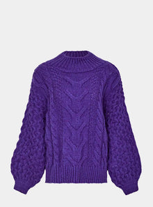  Bella Cable High Neck Jumper - Violet Cara & The Sky