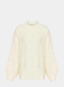  Bella Cable High Neck Jumper - Winter White Cara & The Sky