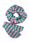 Bella Silk Scrunchie in Flamingo Stripe Sleepy Wilson