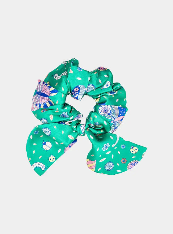 Bella Silk Scrunchie in Rainforest Butterfly Sleepy Wilson