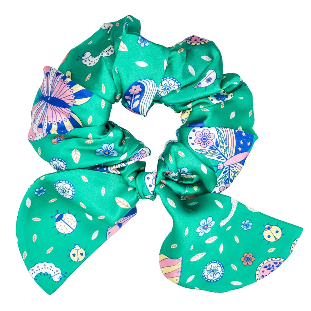 Bella Silk Scrunchie in Rainforest Butterfly Sleepy Wilson