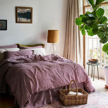  Berry Gingham Linen Blend Duvet Cover Piglet