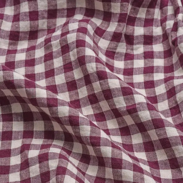 Berry Gingham Linen Blend Duvet Cover Piglet