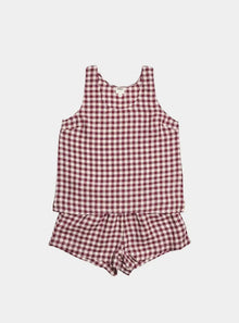  Berry Gingham Linen Cami Short Set Piglet