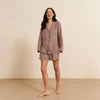 Berry Gingham Linen Pyjama Shorts Set - Myza