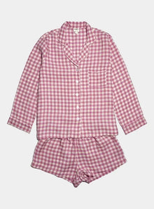  Berry Gingham Linen Pyjama Shorts Set Piglet