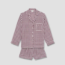  Berry Gingham Linen Women's Pyjama Shorts Set Piglet