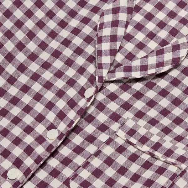 Berry Gingham Linen Women's Pyjama Shorts Set Piglet