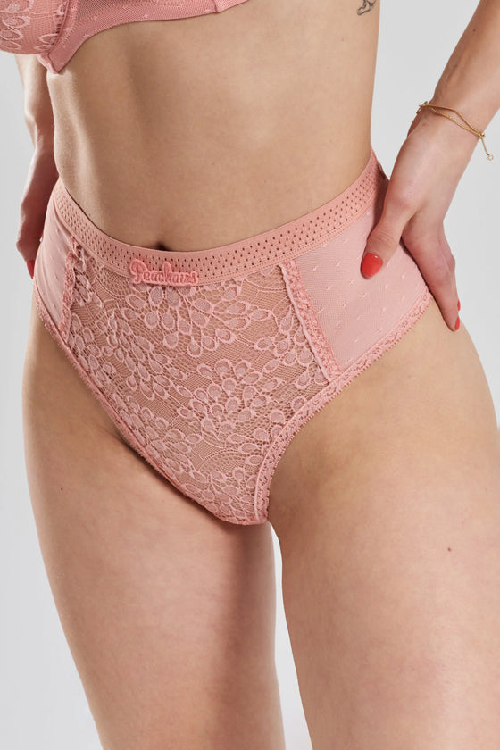 Betony Recycled-Tulle High-Rise Briefs - Dawnlight Coral Peachaus