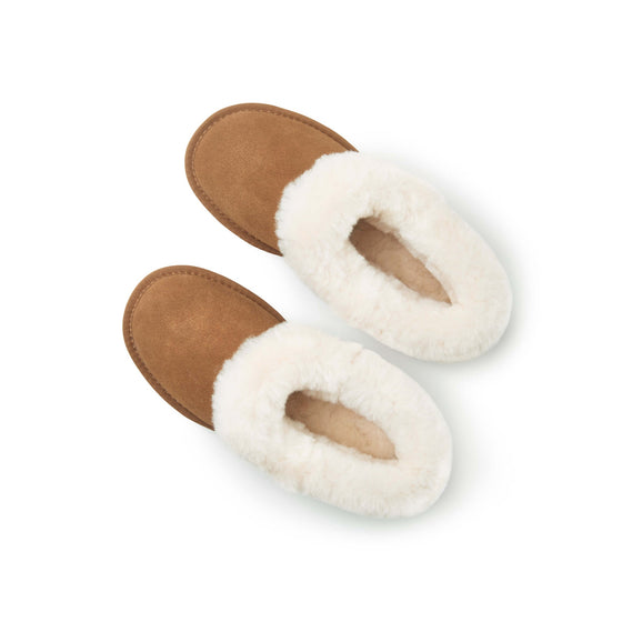 Betty Chestnut Brown Low Sheepskin Slipper Boots Tessie Clothing