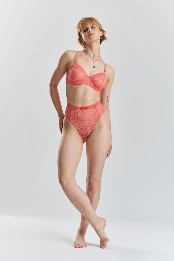 Betula Recycled-Tulle Underwired Balconette Bra - Canyon Peach Peachaus