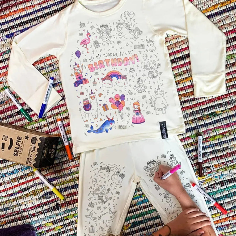 Birthday Girl Colour in Pyjamas Selfie Craft Co