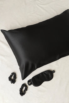  Black 100% Mulberry Silk Pillowcase & Eye Mask Set NESS & ME