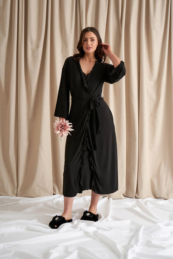 Black Bamboo Frill Kimono Pretty You London