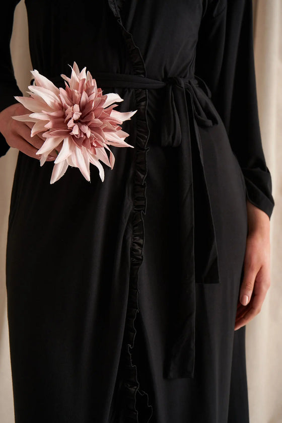 Black Bamboo Frill Kimono Pretty You London