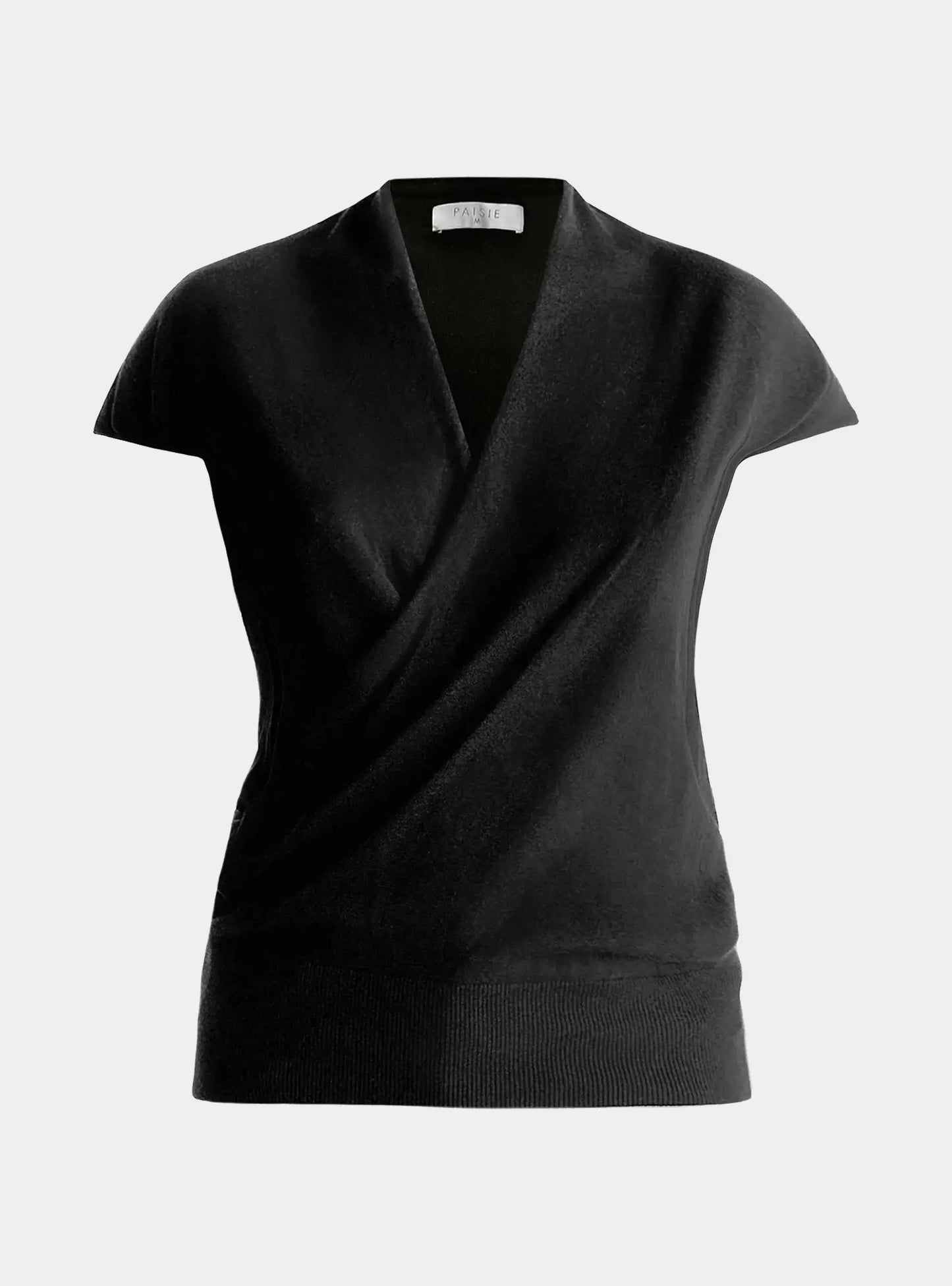 Black Cap Sleeve Wrap Top Paisie