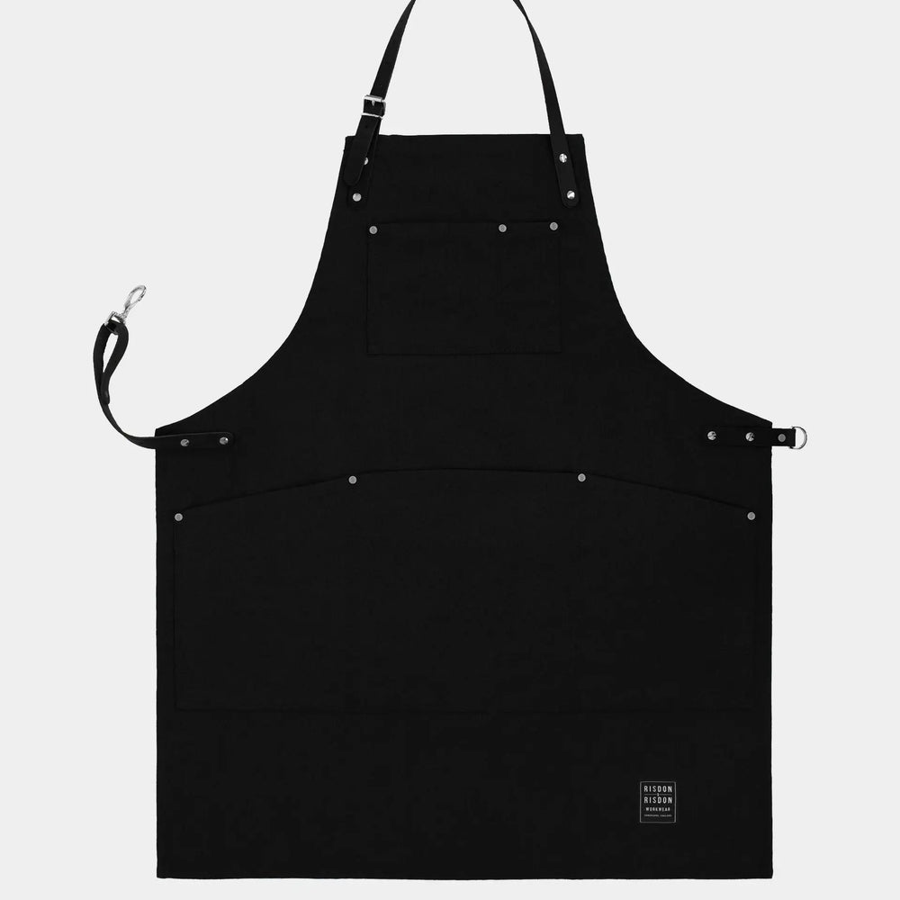 Black Collection Original Apron With Leather Straps and Trim Risdon & Risdon