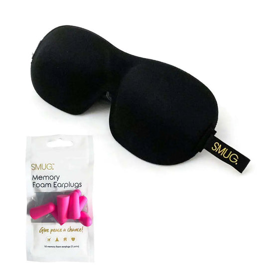 Black Contoured 3D Blackout Sleep Mask SMUG